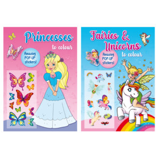 C0257 * Fairies & Unicorns and Princesses to Colour with 3D "Pop-Up" stickers
